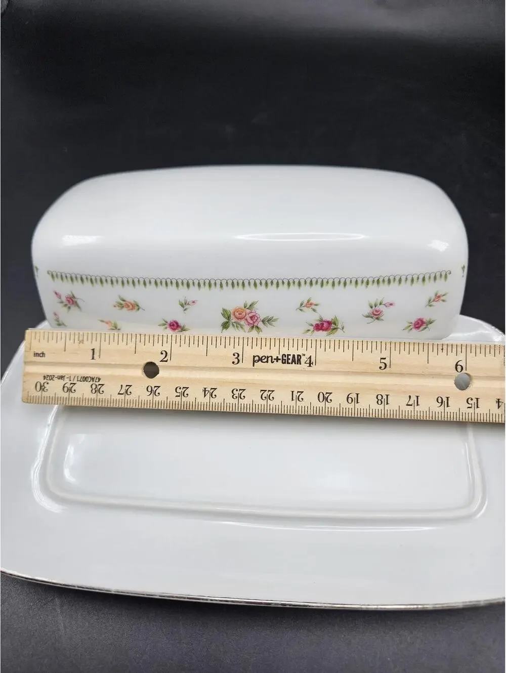 Abingdon Floral Pink Green Shower Setup Kit 6pc Hostess Set Mug Butter Dish Bowl